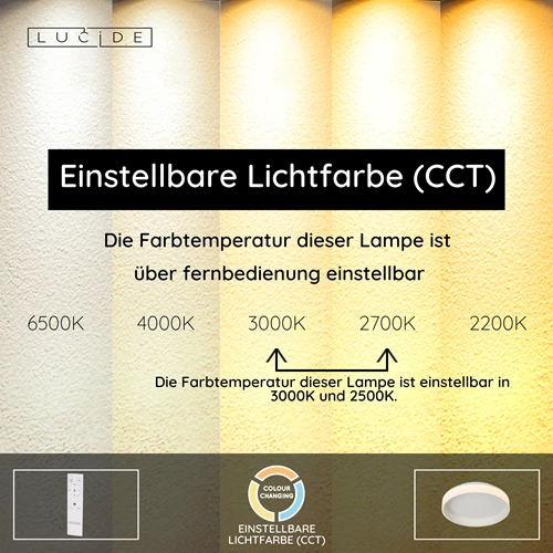 Lucide ESTREJA - Deckenleuchte - Ø 40 cm - LED 3 StepDim - CCT - 2500K/3000K - Weiß - USP